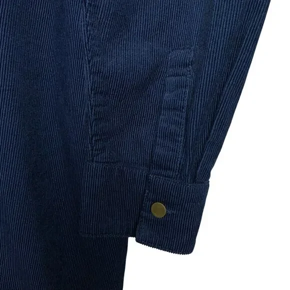 Maeve Anthropologie Winchester Shirt Dress Blue Corduroy Tie Front Women's 8 - Picture 7 of 11